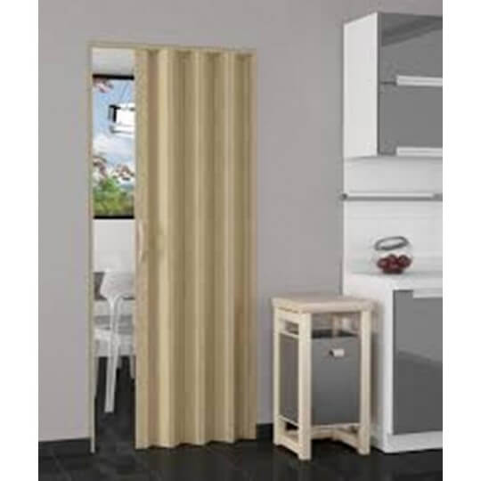 Porta a Soffietto in PVC 83x214 Su Misura Bianca Maniglia Serratura  Riducibile